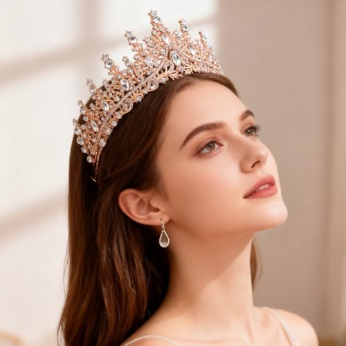 Gold Tiara for Women,Tiaras for Girl Bride Wedding Hair Accessories for Bridal Birthday Party Prom Halloween Cos-play Cost...