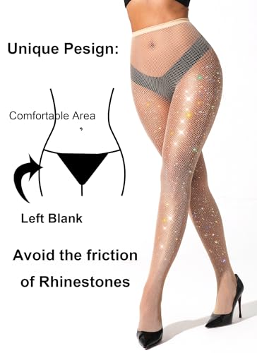 VEBZIN More Sparkly Fishnets Tights Fishnet Stockings Rhinestone Fishnet Tights for Women