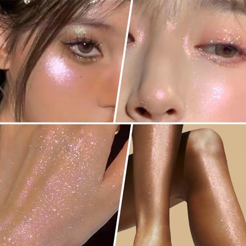UCANBE Hydrating Body Glitter Dewy Highlighter Makeup Luminizer Drops Body Shimmer Liquid Face Glow Sparkles for Women Gif...