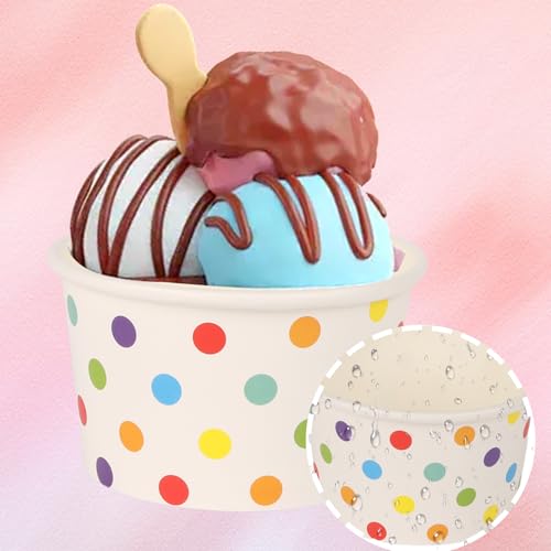 zandfelo 50 Pcs 5.5 oz Ice Cream Cups, Disposable Ice Cream Cups,Frozen Dessert Yogurt Cups, Paper Sundae Cups, Disposable...