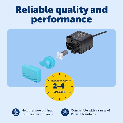 PetSafe Replacement Pump, Submersible, Quiet Operation, Compatible with Drinkwell Ceramic, Stainless Steel, 360 Pet Water ...