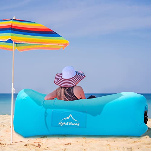 AlphaBeing Inflatable Lounger Air Sofa, Portable Inflatable Couch Mesh Hollow Air Hammock Anti Leakage Air Chair for Outdo...