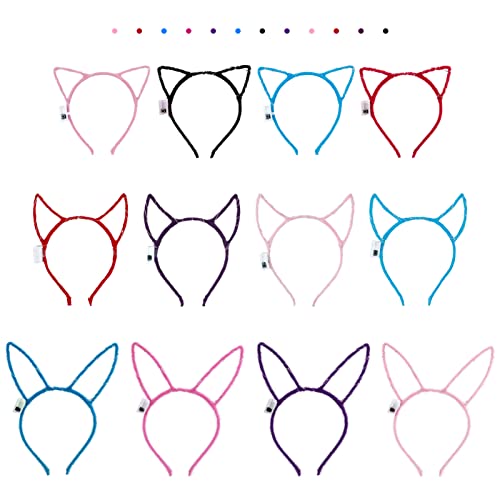 Aniwon LED Headband - 12PCS Light Up Cat Ear, Rabbit Ear, Unicorn Luminous Hair Accessories for Women, Girls, Kids - Chris...