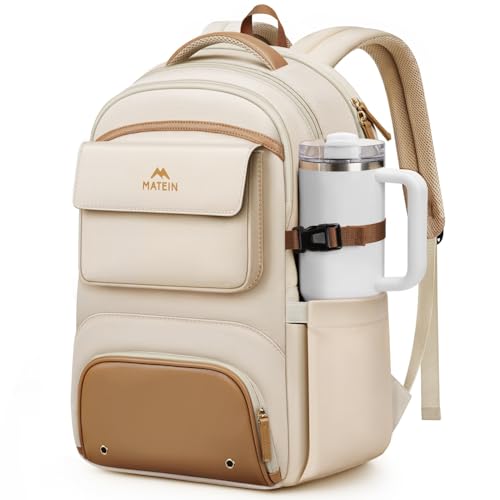 MATEIN 18x14x8 inches Travel Backpack with Shoe Compartment, Waterproof Personal Item Bag with Rain Cover, 15.6 inch Women...