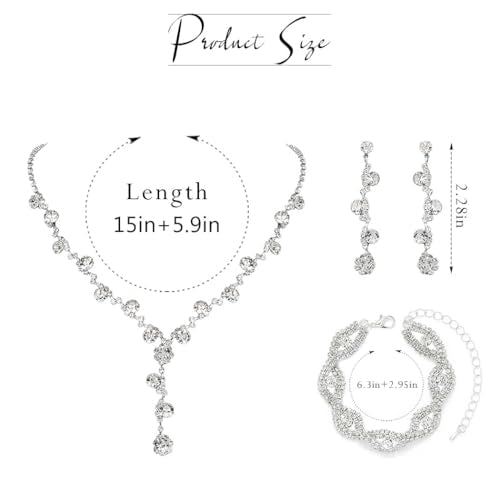 Sixexey Rhinestone Earrings Silver Sparkly Bracelet Earring Party Prom Earrings Jewelry for Women
