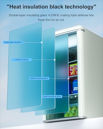 ceamorfco 4.9 Cu.Ft Retro Beverage Cooler Double Glass Door Fridge - Holds 120 Cans,8-liter freezing space 5 Temp Settings...