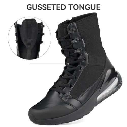CENNID Women's Waterproof Work Tactical Boots Wide Non Slip Boots Lightweight for Side Zipper All Day Comfortable Hiking M...