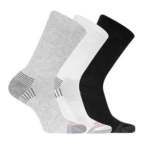 Merrell unisex-adults Men's and Women's Recycled Everyday Crew Socks - 3 Pair Pack - Repreve Mesh