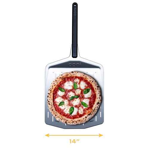 ooni 14¡± Perforated Pizza Peel ? Long Handle Perforated Aluminium Pizza Paddle ? Lightweight Pizza Turning Peel Outdoor Pizza Oven Accessories
