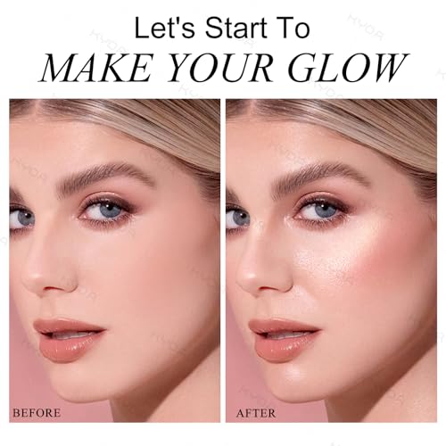 KYDA Face Highlighter Palette, High Glossy Face Illuminator Palette, Natural Glow Finish, Pearl Shimmer Smooth Baked Powde...