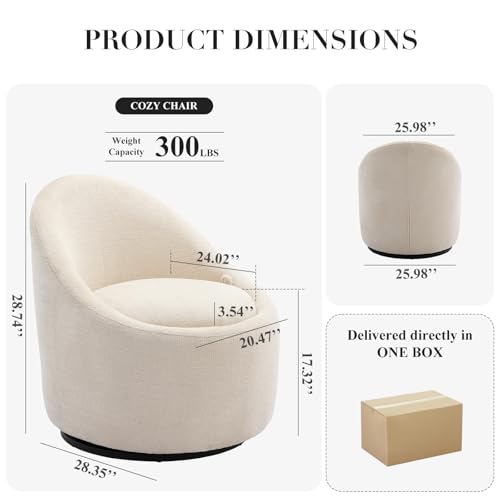 COLAMY Swivel Accent Chair, 360° Swivel Chair with Hidden Storage, Modern Small Barrel Swivel Armchair for Living Room/Bed...