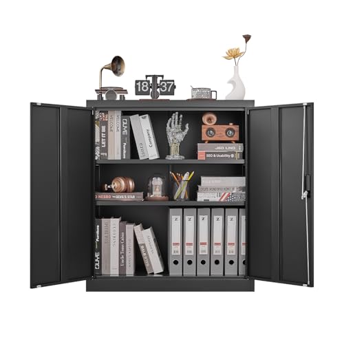 ODOOKON Storage Locker,File Organizer, Storage Cabinet with Door Locks and Two Adjustable Shelves, Suitable as a Cabinet for Home, Office, School & Garage Use