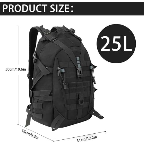 aiGear Tactical Backpack for Men, 25L Military Backpack, 3-Day Bug Out Bag for Camping Hiking Hunting with Molle System Ar...