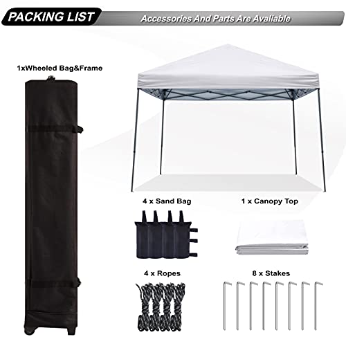 ABCCANOPY Stable Pop up Outdoor Canopy Tent 8 x 8 ft Base / 6 x 6 ft Top, White
