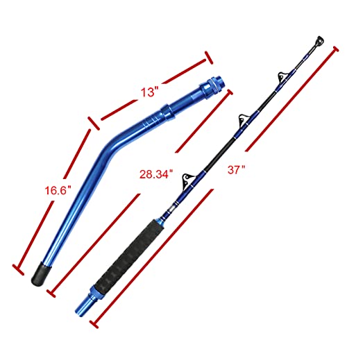 Fiblink 2-Piece Saltwater Offshore Heavy Bent/Straight Butt Trolling Rod Fishing Roller Rod Conventional Boat Deep Sea Fis...