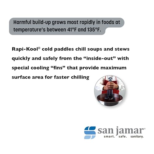 San Jamar Rapi-Kool Plastic Rapid Cooling Commercial Food Paddle with Hang Tag for Restaurants, Kitchens, 128 Ounces, Blue