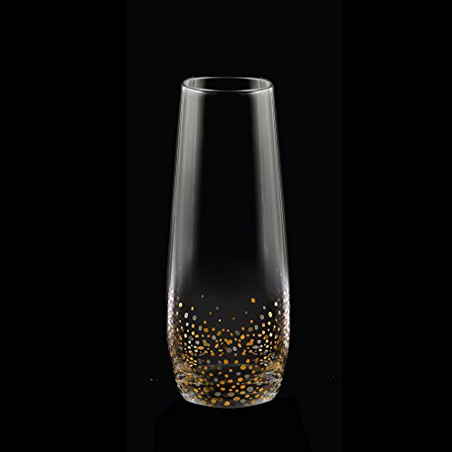 Fitz and Floyd Confetti Stemless Flutes (Set of 4), Elegant Lead-free Matching Drinkware Perfect For Everyday Use Or Enter...