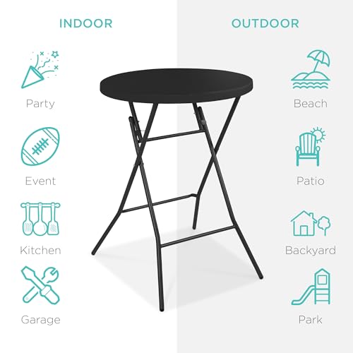 Best Choice Products 32in Bar Height Folding Table, Round Indoor Outdoor Accessory for Patio, Backyard, Dining Room, Event...