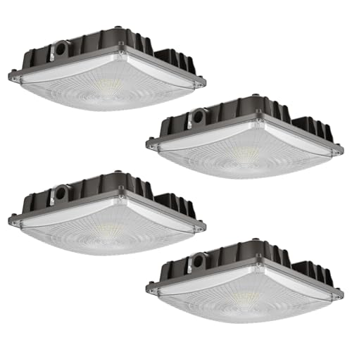 JC-LGL LED Canopy Lights, 40W, 5600LM, 5000K, 0-10V Dimmable, 120-277VAC, IP65 Waterproof, UL Listed, Commercial LED Canop...