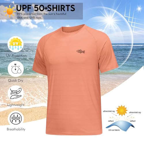 Riverruns Fishing Shirt for Men Short Sleeve UPF 50+ Sun Protection Swim T-Shirt Rash Guard Water Beach Tee