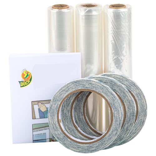 Duck Brand Winter Window Insulation Kit – Window Seal Rolled Shrink Film Covers Up to 15 3’ x 5’ Windows – Window Tape Inc...