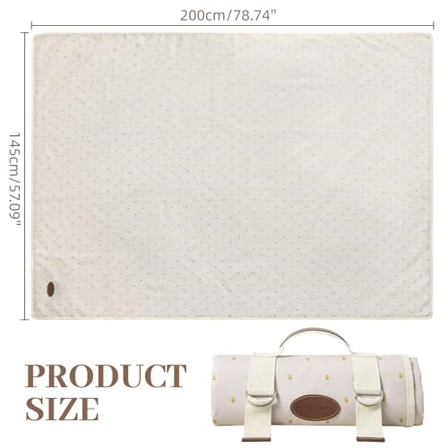 Picnic Blanket Waterproof Large,Outdoor Camping Mat 79”x 57”,Sandproof Foldable Picnic Mat Beach Blanket for Park,Grass,In...