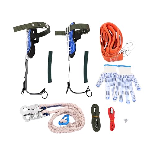 WINNIESHOP Tree Climbing Spikes Tree Climbing Gear with Gloves, Spare Straps, 330lbs Load Adjustable Tree Climbing Kit for...