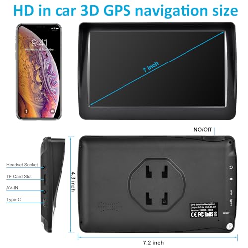 GPS Navigation for Car,7 inch GPS Navigation System,GPS Navigator 2025 Maps Updates- for Car Truck RV,Speed & Red Light Wa...