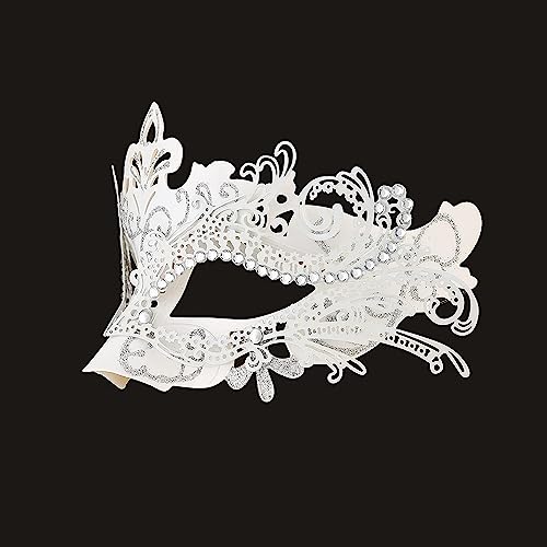Seglorwy Womens Masquerade Mask Metal Rhinestone Venetian Halloween Christmas Evening Prom Ball Party Mask