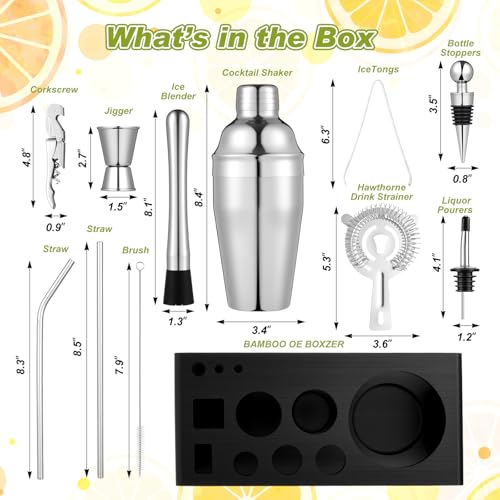 Mifoci 28 Pcs Bartender Kit, Garnish Tray for Bartenders with Lid Bar Caddy, 3 Tier Glass Rimmer, 17 Pcs Margarita Cocktai...