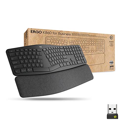 Logitech Ergo K860 Split Wireless Keyboard for Business - Ergonomic Design, Secured Logi Bolt Technology, Bluetooth, Globa...
