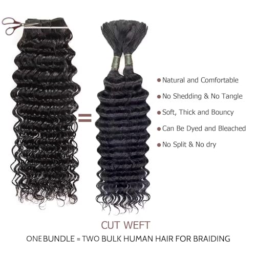 22 24 26 Inch Deep Wave Human Hair Bundles Deep Curly Wave 3 Bundles 12A 100% Unprocessed Brazilian Virgin Human Hair Wet and Wavy Bundles Double Weft Natural Color Human Hair Extensions