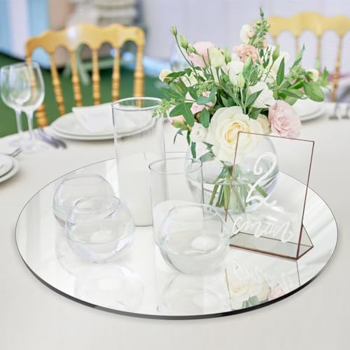 Seelenruhe 12" Round Mirrors for Centerpieces for Tables, Round Mirrors Trays Plates for Centerpieces, Wedding Decoration...