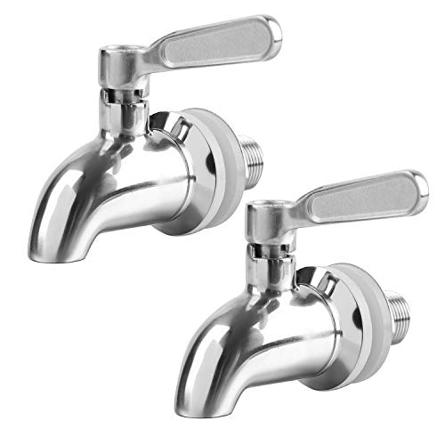 Bekith 2 Pack Beverage Dispenser Replacement Spigot, Stainless Steel Polished Finished Water Drink Dispenser Replacement F...
