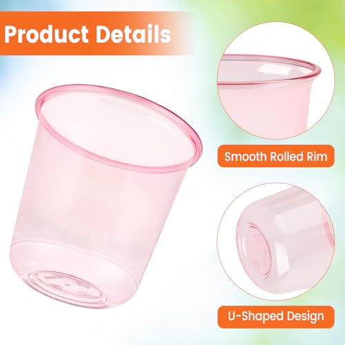 Jycnolm 50 Pcs Pink Plastic Cups, 12 Oz Disposable Stemless Wine Glasses Cocktail Pink Party Cups for Meeting, Wedding, Bi...