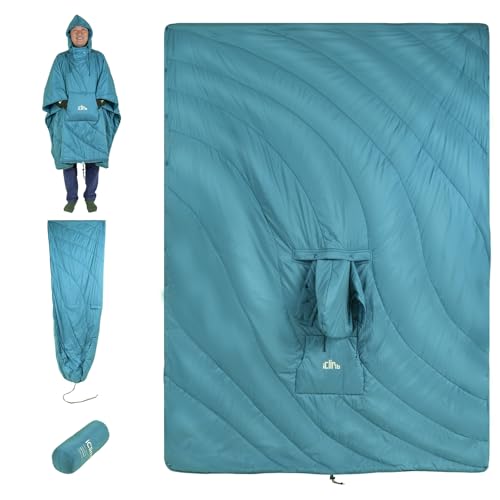 iClimb 1 Hooded 3M Thinsulate Insulation Warm Blanket and 1 Low Folding Chair, Ultralight Compact for Adults Outdoor Campi...