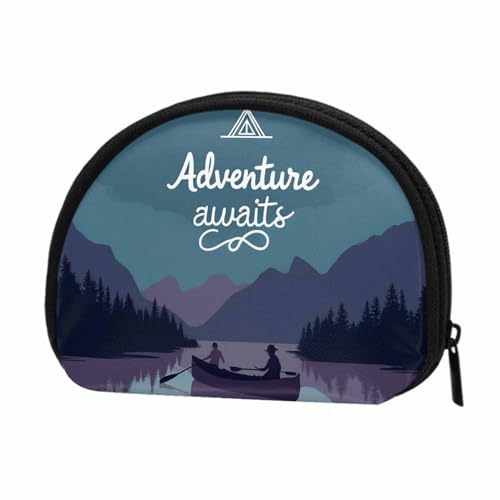 IBILIU Small Coin Purse Kayak In A Mountain Lake At Night Camping Activity Lifestyle Words Mini Wallet Coin Pouch Change P...