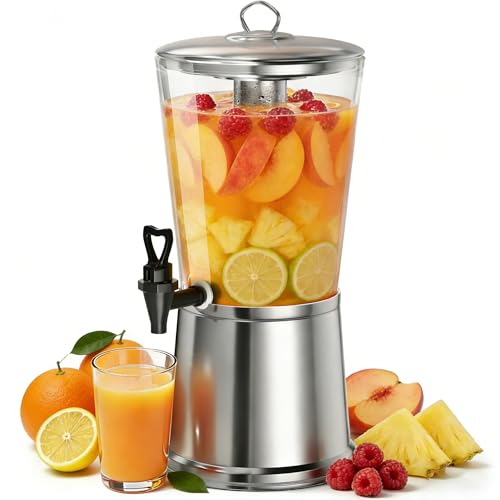 WantJoin Beverage Dispenser With Stand, Drink Dispenser for Party, Stainless Steel Water Dispenser with Ice Core, Spigot, ...