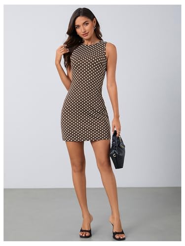 Verdusa Polka Dots Dress for Women Open Back Bodycon Backless Tank Mini Dress