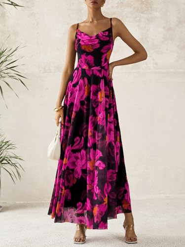 BTFBM Women Summer Floral Maxi Dresses Elegant Spaghetti Strap Dress Printed Party Dress Beach Long Dresses