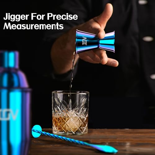 IOV Cocktail Shaker Bar Set, 24oz Martini Shaker with Built-in Strainer, Bar Tool Kit with Recipes Booklet, Professional S...