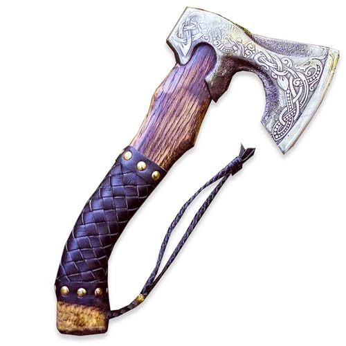 H&A CRAFTS® Viking Axe The Ragnar Lothbrok Real, and Custom Crafted with Leather Sheath Carbon Steel Camping Hatchet Perso...
