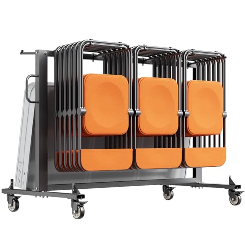 VEVOR Folding Chair Rack, 400 LBS Capacity, Heavy-Duty Chair Cart for 42 Chairs or 12 Tables, Multi-Function Chair Storage...
