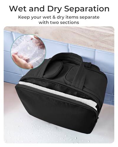 BAGSMART Travel Toiletry Bag, Lightweight Large Wide-open Travel Bag for Women, Puffy Cosmetic Makeup Bag Organizer with H...