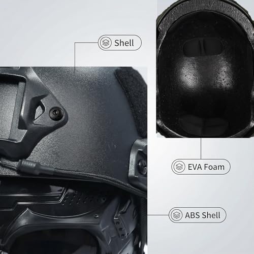 Tactical Airsoft Helmet with Full Face Mask, Black Military Style Paintball Protection Gear, Detachable Goggles, NVG Moun...