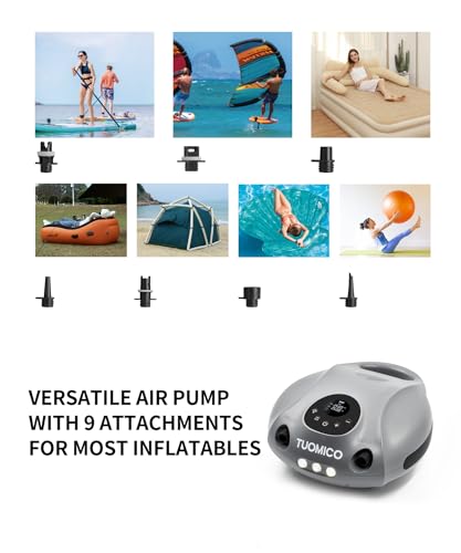 Tuomico Truely Portable Paddle Board Pump 25 PSI High Pressure Sup Air Pump,4 Minutes Fast Inflation, 74WH Rechargeable Ba...