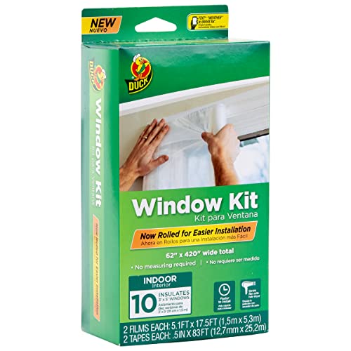 Duck Brand Window Insulation Kit - Winter Seal Kit Fits up to 10 Windows - Rolled Shrink Film Cuts to Size for Easy Indoor...