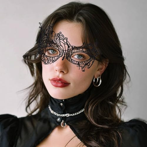 Nicute Lace Masquerade Mask Black Halloween Masks for Women