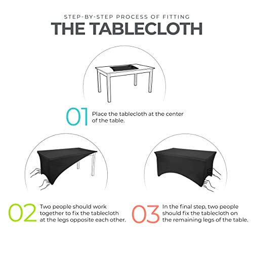 Utopia Kitchen Spandex Tablecloth 2 Pack [4FT, Black] Tight, Fitted, Washable and Wrinkle Resistant Stretch Table Cloth Re...
