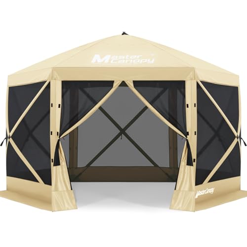 MASTERCANOPY 10x10FT Pop Up Gazebo Screen Tent - Instant Screen House with Netting, Quick Set, Outdoor Canopy Shelter with...